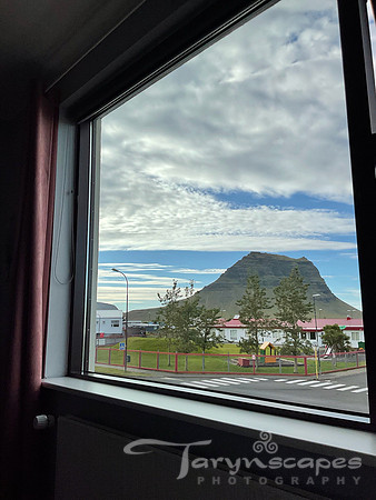 Window looking out at the mountain