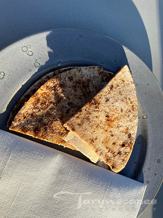 Thin round flatbread cut into triangles